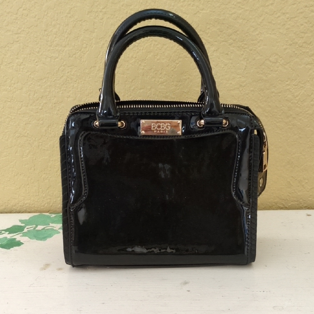 BCBG Black Mini Bag with Sleek Glossy Design